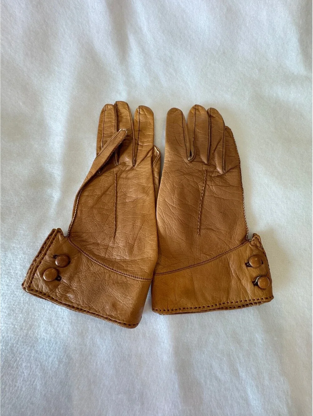Vintage Aris Kid Leather Ladies Gloves size 6.5 Brown Color